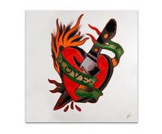 Arte Dal Mondo AS317X1 Tattoo Love Tableau Modern Peint Ã la Main sur Toile avec Chassis, Multicolor, 80x80x3,5 cm