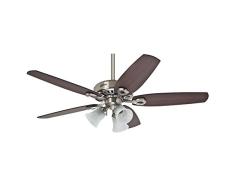 Hunter Fan 50561 Hunter Builder Plus Nickel brossÃ© 132Â cm Ventilateur de plafond avec Ã©clairage, Acier, 65 W, 132 cm