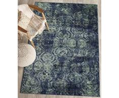 Safavieh Tapis dinspiration Vintage, Tissé Fibre de Viscose douce Tapis en Bleu Marine / Multicolore, 90 X 150 cm