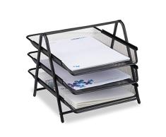 Relaxdays Corbeille à courrier 3 niveaux porte-courrier 3 étages métal bureau trieur documents A4 , noir