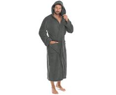 CelinaTex Florida Peignoir De Bain, Capuche, De Couleur Unie, Longue, Poches AppliquÃ©es, Femme, Homme, Unisexe, Microfibre, Laine Polaire de Corail XL Gris Platine