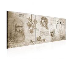 Tableau decoration murale Peintures de Leonardo Da Vinci 90 x 30 cm - XXL Impression sur Toile Salon Appartment 3 Parties - prêt à accrocher - 700434a