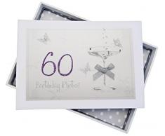 White Cotton Cards C60t 12.5 x 17.5 x 2.5 cm Tiny 60E Anniversaire Coupé en Verre Album Photo, Blanc