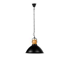 lum & Co lampe Suspension mÃ©tal et Bois dÃ´me, Noir