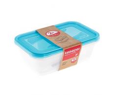 keeeper Lot de 2 boîtes de Conservation rectangulaires Fredo Fresh 3,3 l PP Bleu Frais (Transparent) Taille Unique 2