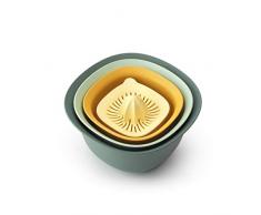 Brabantia -122262- Kit bols de cuisine, 1.5 & 3.2 litres, passoire, presse-agrumes plus bol mesureur - assortiment de coloris