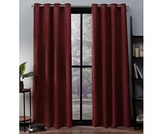 Exclusif Home Oxford texturÃ© en Satin de Coton Thermique piÃ¨ce Obscurcir Grommet Top fenÃªtre Panneau de Rideau Paire, Piment, 52Â x 84Â cm