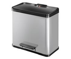 Hailo 0633-220 Poubelle à Pédale, Acier Inoxydable, Gris, 44,5 x 47,5 x 34,5 cm