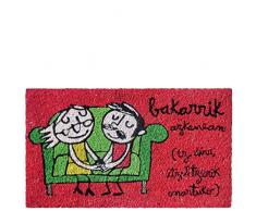 laroom Paillasson Motif bakarrik azkenean, Jute and Base antidÃ©rapante, Rouge, 40Â x 70Â x 1,8Â cm