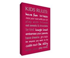 Feel Good Art Toile de 30,5 x 20,3 x 3,8 cm dÃ©paisseur A4 FaÃ§ade Toile de dÃ©coration Murale Motif Kids Rules Rouge Framboise