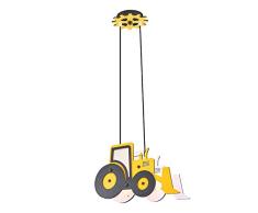 Homemania Lampe Ã suspension Bulldozer pour chambre, plafond, jaune, 41 x 12 x 100 cm, 2 x E14, 13 W