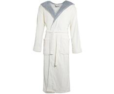 CelinaTex Texas Peignoir De Bain, Capuche, De Deux Couleurs, Longue, Poches AppliquÃ©es, Femme, Homme, Unisexe, Microfibre, Laine Polaire de Corail XXL Blanc crÃ©me/Gris