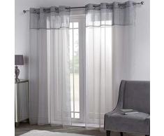 Sienna FenÃªtres-Draperies, Voilage Ã Paillettes 100% Polyester, Gris argentÃ©, 55 Wide x 87 Drop