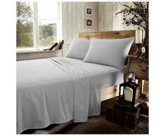 Gaveno Cavailia Flannel Plain Dyed Drap Plat 100% Coton brossÃ©, Gris, Double