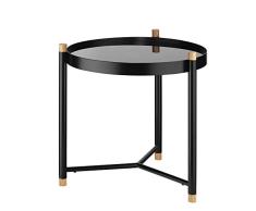 Kela Table dAppoint, Oak, MÃ©tal et Verre de SÃ©curitÃ©, Ã 45 cm, 24267, Noir