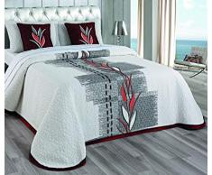 ForenTex Couvre-lit Jacquard Florenca rÃ©versible avec Deux taies doreiller Fil teintÃ© 40% polypropylÃ¨ne, Rouge pour lit 150/160 cm 240 x 270 + 2/40 x 45 cm 3