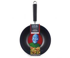 Ken Hom KH427001 Wok en Acier Carbone avec RevÃªtement AntiadhÃ©sif, Ã¸27 cm, Compatible Induction, Noir