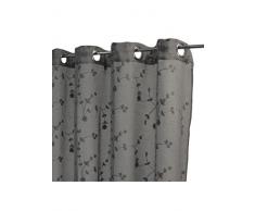 HomeMaison Motifs Fleuris Brodés Voilage, Coton, Gris, 250x140 cm