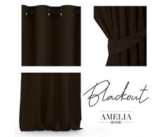 AmeliaHome Rideau occultant en Polyester Chocolat 140 x 245 cm