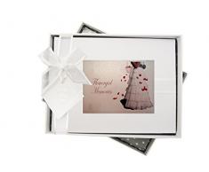 White Cotton Cards Demoiselle dhonneur Mariage, Petit Album Photo, Robes, Tissu, Blanc, 16Â x 20.5Â x 4Â cm