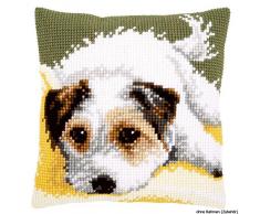 Kit Coussin au Point de Croix Chien remuant Queue