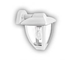GEV Applique murale Luna, classique lampe dextÃ©rieur, design rÃ©tro, culot pour ampoule E27, jusquÃ 60Â W, IP 44, aluminium, blanc, 17,5Â x 17Â x 24Â cm