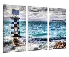 Tableau Moderne Photographique, Impression sur bois, Paysage de phare dans la mer, 97 x 62 cm, ref. 26394