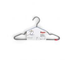 Rayen Lot de 6 cintres antidÃ©rapants en mÃ©tal et Nylon Gris 40,5 x 19,50 cm