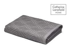 Catherine Lansfield Diamond Sculptered Drap de Bain, Coton, Charbon, 90x140cm