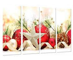 Tableau Moderne Photographique, Impression sur bois, NoÃ«l, ornements de NoÃ«l Golden Star, boules dananas, 131 x 62 cm, ref. 27062