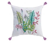 douceur dinterieur Fresh Garden Coussin Pompons, Multicolore, 40 x 40 CM