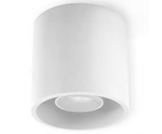 NOUVEAUTÃ ! Plafonnier blanc pour salon et antichambre â aluminium - SOLLUX ORBIS 1 SL.0021 lampe de plafond ronde moderne Loft 1 point LED Gu-10 *** LUMINAIRES : Meilleurs prix sur Amazon !