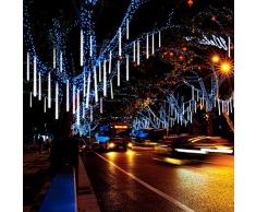 Jltech Meteor Douche, tomber la pluie Icicle Snow Guirlande lumineuse avec 30 cm 8 tubes 224 étanche LED pour fête de mariage Vacances et décorations de Noël (Blanc)