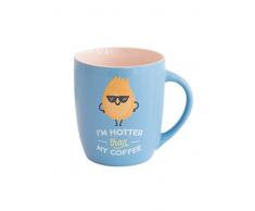 Mr Wonderful Tasse gÃ¢teau I m Hotter Than My Coffee, Porcelaine, Bleu, 15Â x 15Â x 10Â cm, 30Â cl