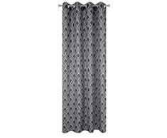 Deisgn91 Rideaux Ã Passants en Forme de gÃ©omÃ©trique Ã©lÃ©gants et Lisses Bicolores pour Salon, Chambre Ã Coucher, Salon Gris Acier 140 x 250 cm