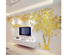 Mondial-Fete - Arbre dÃ©co 3D Miroir Acrylique dorÃ© adhÃ©sif (130 x 250 cm)