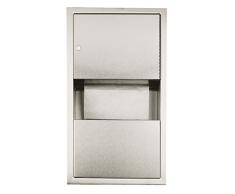 Nofer 12047.S Distributeur de Papier Toilette et Poubelle INOX encastré, Argent