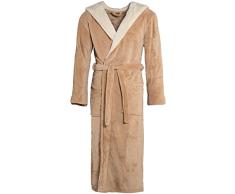 CelinaTex Texas Peignoir De Bain, Capuche, De Deux Couleurs, Longue, Poches AppliquÃ©es, Femme, Homme, Unisexe, Microfibre, Laine Polaire de Corail XL Beige/crÃ©me