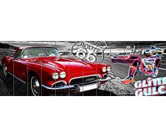 Innova FP06919 Tableau Impression sur Bois Design Route 66 Rouge/Gris/Noir/Blanc 40 x 120 cm