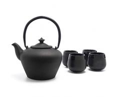 Lot de 5 tasses Ã thÃ© en fonte de 1 l et 4 porcelaines.