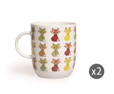 Excelsa Volpe Lot de 2 grandes tasses en porcelaine. New Bone China