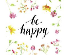 Scenolia Tableau Verre Acrylique BE Happy 60 x 60 cm | DÃ©coration Murale Design Fait en France