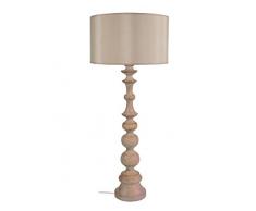 Tosel 63050 Pied Lampe Bois Hêtre, tournée, Peinture Poly, Abat-Jour Coton, E27, 40 W, Naturel, 35 x 84 cm