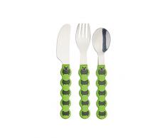Kitchen Craft Ensemble de 3 Couverts pour Enfants avec Couteau, Fourchette et cuillère, Acier Inoxydable, Vert, 15.5 x 1.3 x 1.3 cm