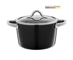 Silit 2102270744 Faitout Haut avec Couvercle Nero, Ãmail, Noir, 22 cm