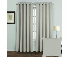 UAREHOME MH Distributions Paire de Rideaux occultants Thermiques Super Doux pour Chambre à Coucher, Salon Isolant économie dénergie à Åillets 46 x 54 cm Argenté