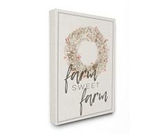 Stupell Industries Ferme Sweet Farm Couronne Typographie surdimensionnÃ© tendue sur Toile DÃ©coration Murale, Multicolore