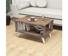 Homemania Table Basse Nicol, Bois, Noyer/Anthracite/Blanc, 70 x 50 x 40 cm