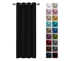 Deconovo Rideau Occultant Ã Oeillet FenÃªtre Isolant Thermique Chambre Fille Cuisine IntÃ©rieur de Porte Salon Anti Chaleur Balcon 1 Pcs, Tissu, Noir, 140x175cm