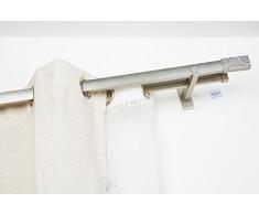 Double Tringle Ã Rideaux: 31 x 12 mm, L. 180 cm sans Anneaux en Acier satinÃ© â Complet
